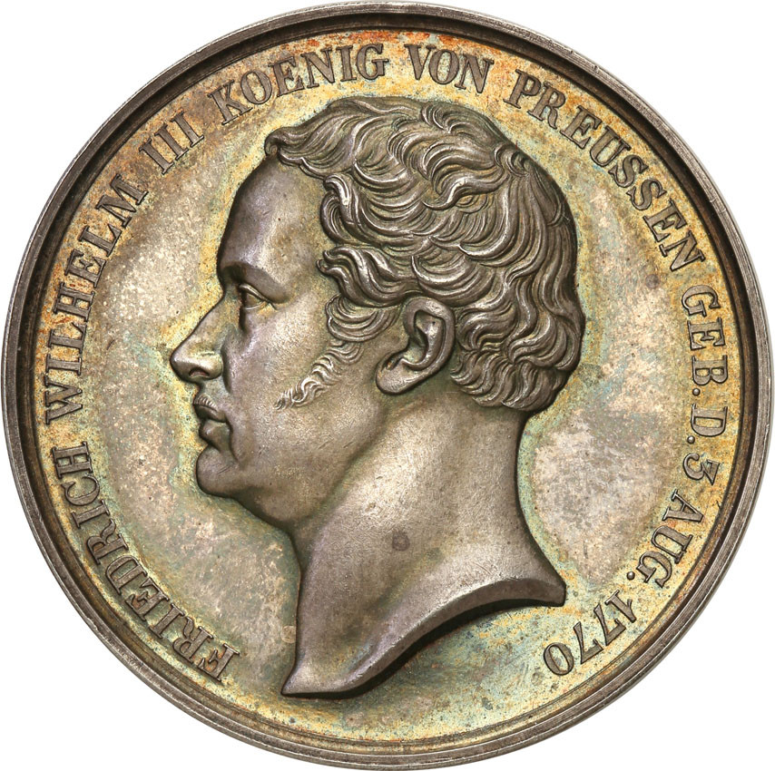 Niemcy, Prusy. Medal na śmierć Fryderyka Wilhelma III 1840 SREBRO